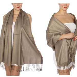 Pashmina Style Wrap Scarf Shawl Cover Fringe Brown Mocha Coffee SALE 2 FOR 15